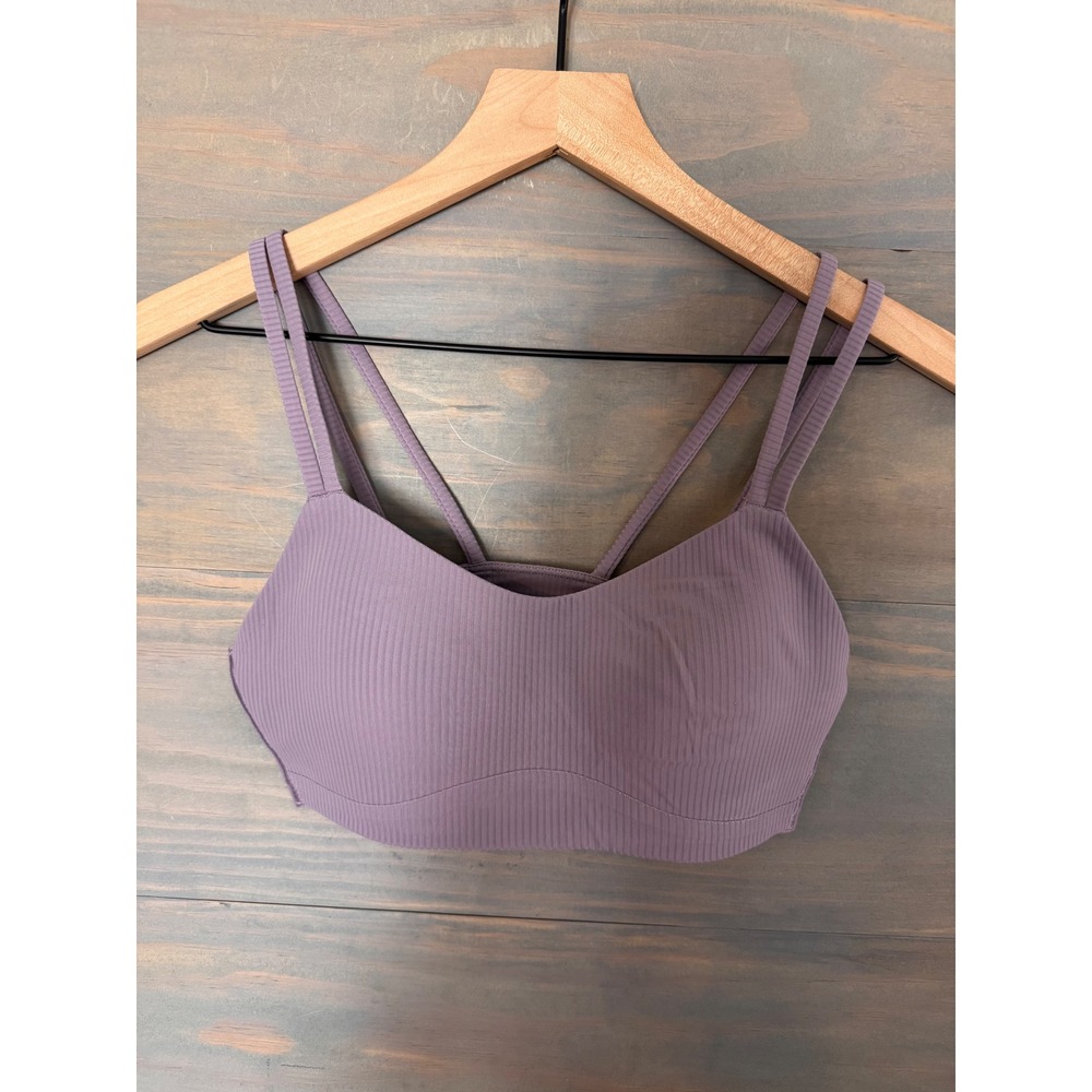 Lululemon Like a Cloud Bra Ribbed Purple Light Support Double Strap Yoga Bra